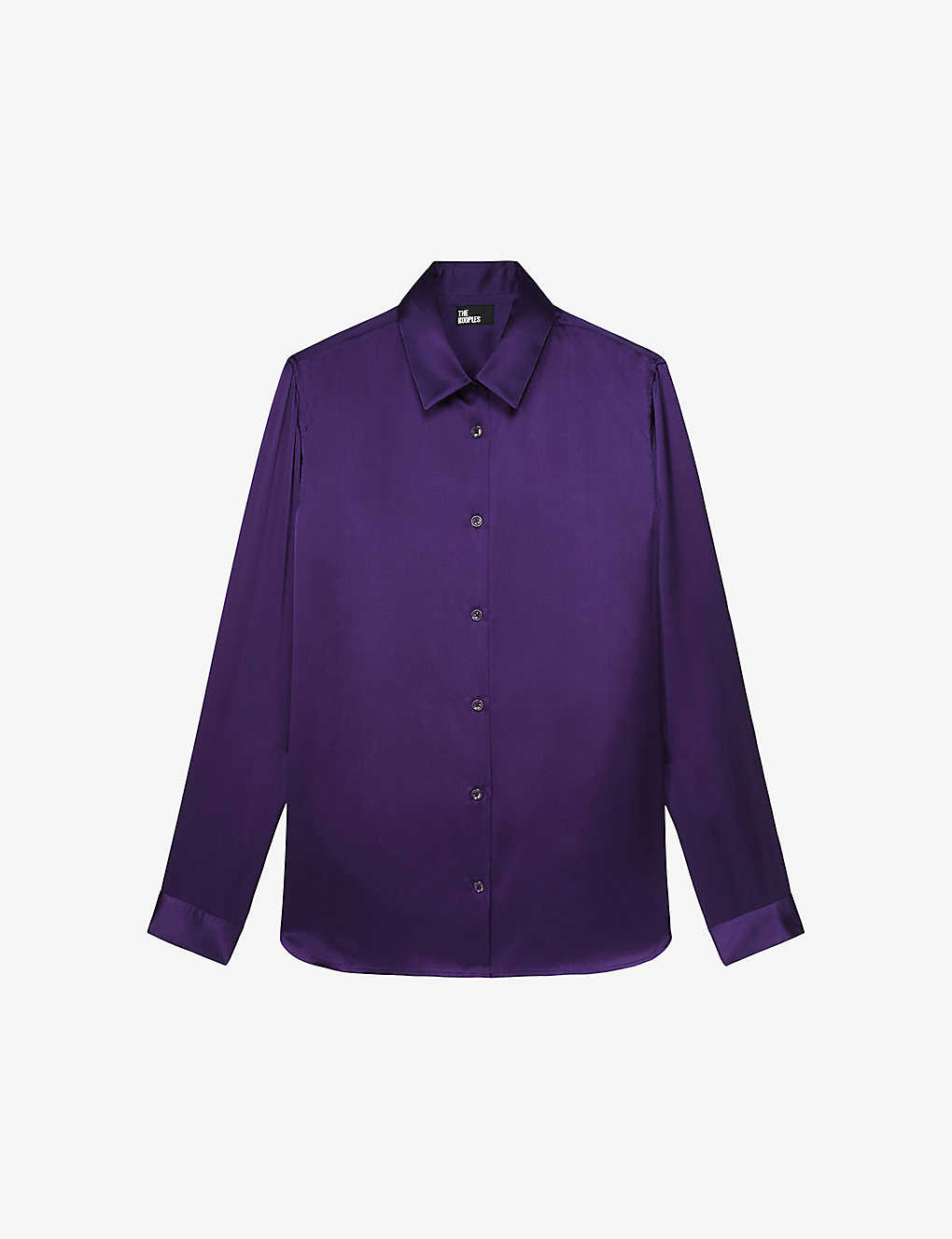 The Kooples Womens Purple Straight-hem Relaxed-fit Silk Shirt