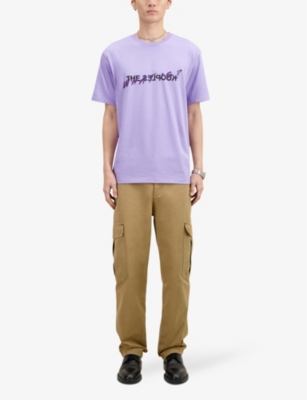 Shop The Kooples Men's Light Purple Logo Text-print Cotton T-shirt