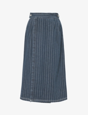 CARHARTT WIP: Orlean brand-patch striped denim midi skirt