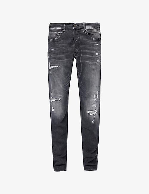 REPLAY: Willbi tapered-leg mid-rise stretch-denim jeans