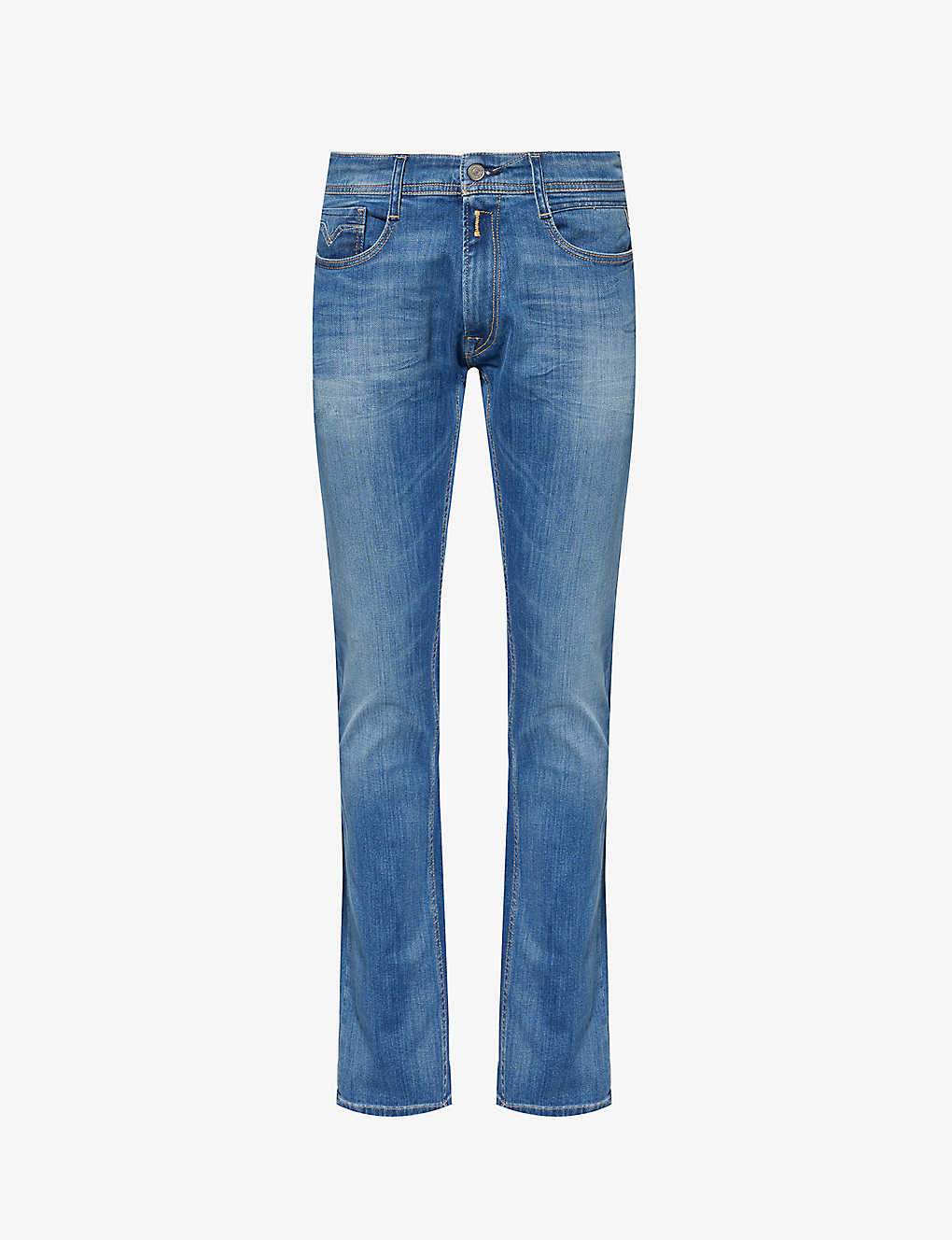 Replay Mens Medium Blue Rocco Straight-leg Stretch-denim Jeans