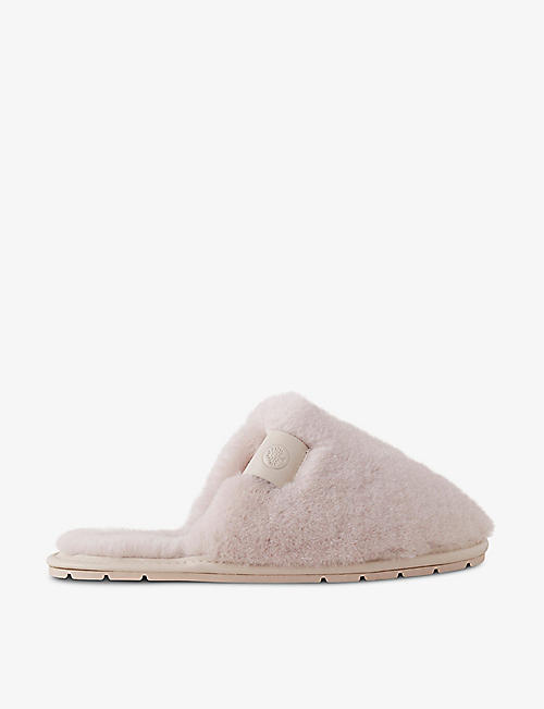 MULBERRY: Logo-patch shearling slippers