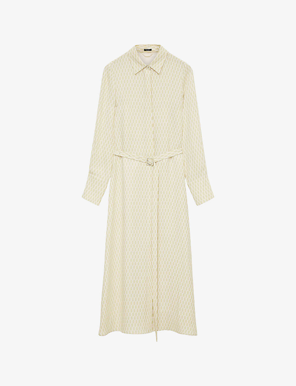Shop Joseph Womens Pale Olive/ivory Dulac Long-sleeve Silk Midi Dress In Cream