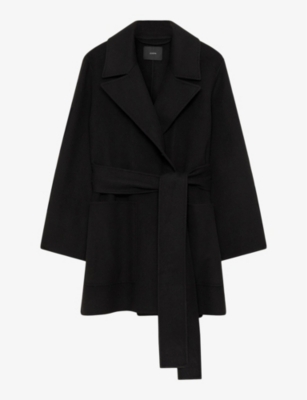 Joseph Womens Black Garance Wide-lapel Relaxed-fit Wool And Cashmere-blend Jacket In Black