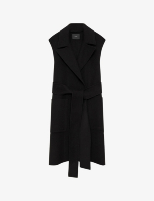 Joseph Womens Black Garance Sleeveless Relaxed-fit Wool And Cashmere-blend Jacket