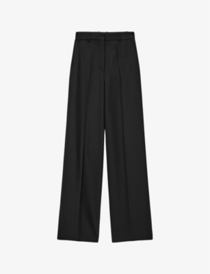 Joseph Womens Black Alana Wide-leg High-rise Wool-blend Trousers