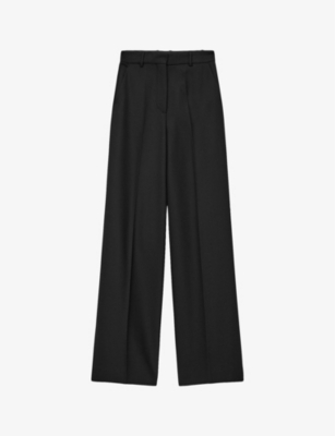 Joseph Womens Black Alana Wide-leg High-rise Wool-blend Trousers In Black