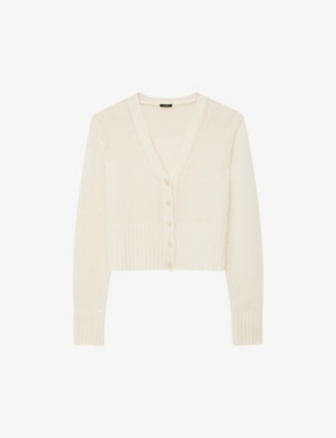 Joseph Cashmere Button-down V-neck Cardigan In Ivory