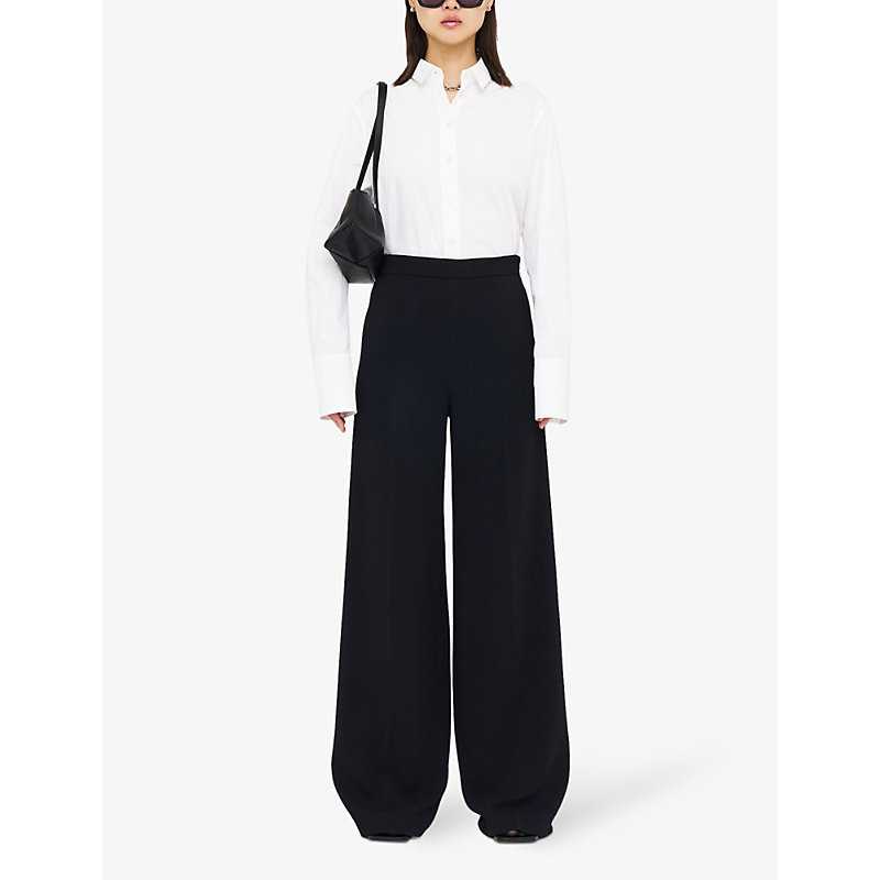 Shop Joseph Alane Wide-leg High-rise Woven Trousers In Black