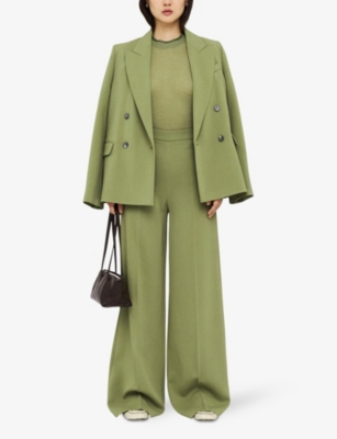 Shop Joseph Women's Dark Olive Alane Wide-leg High-rise Woven Trousers In Green