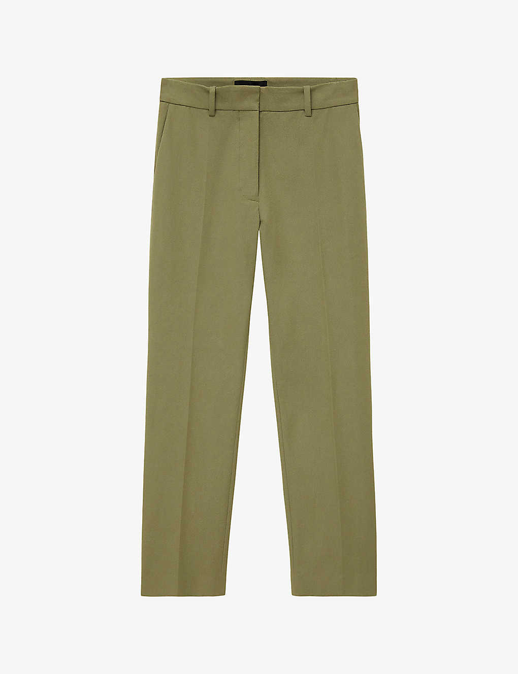 Joseph Womens Dark Olive Coleman Straight-leg Mid-rise Woven Trousers In Green