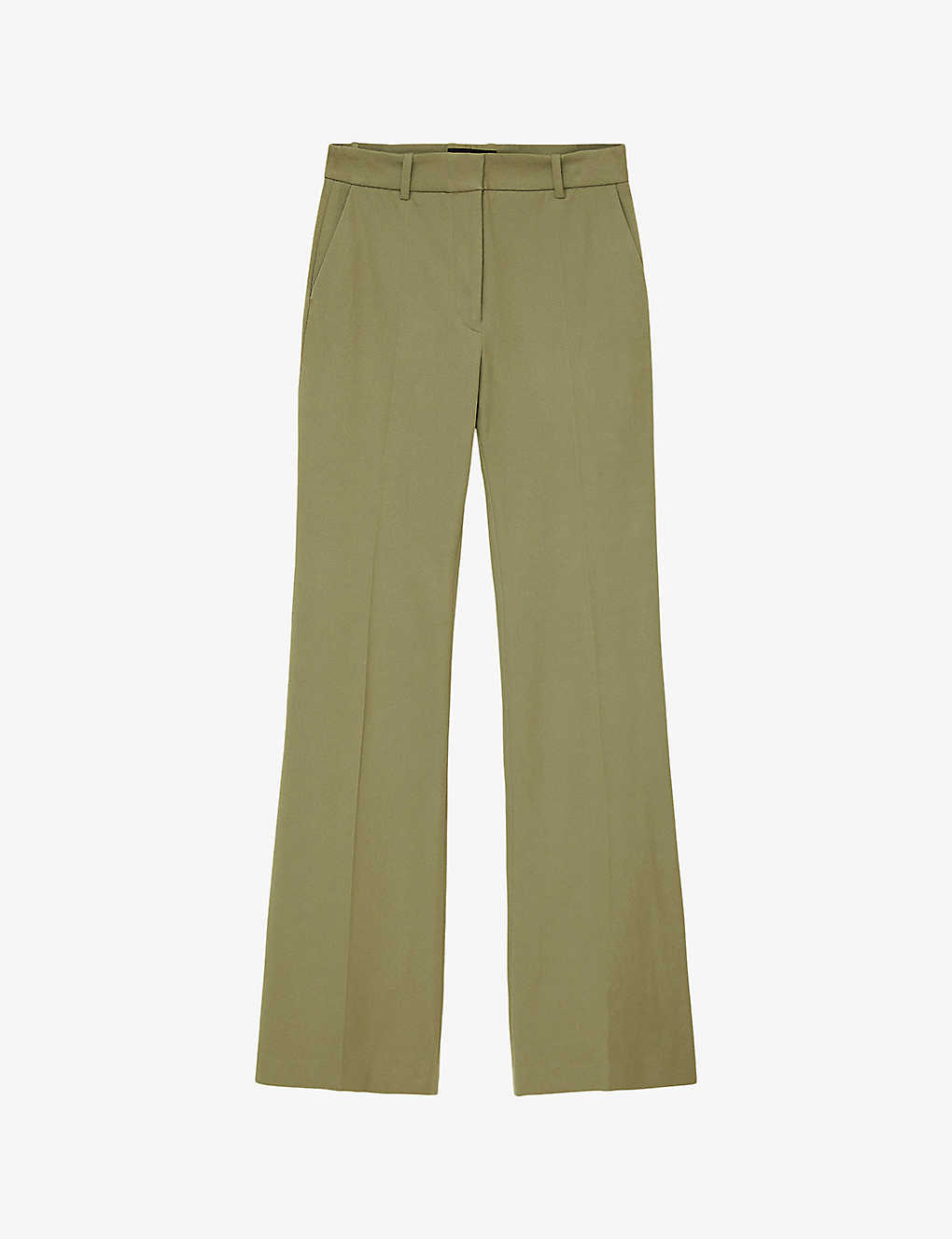 Joseph Womens Dark Olive Tafira Structured-waist Flared Mid-rise Stretch-woven Trousers