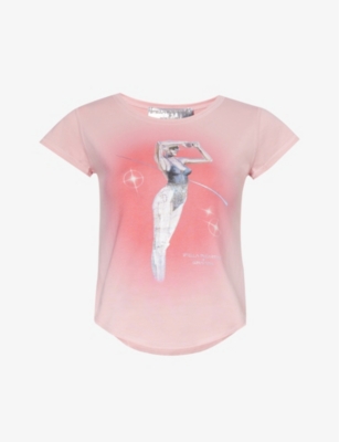 Stella Mccartney Womens Pink X Sorayama Graphic-print Cotton-jersey T-shirt