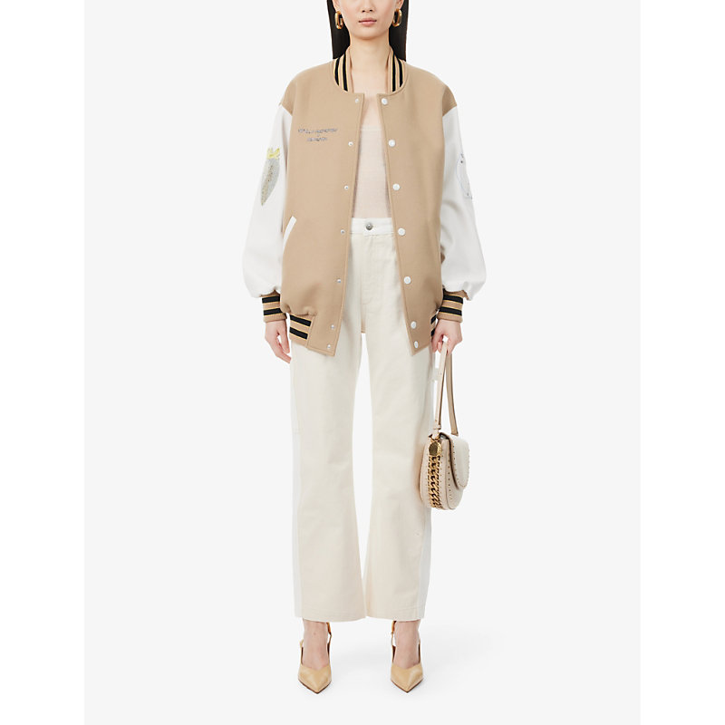 Shop Stella Mccartney Womens Camel X Sorayama Graphic-pattern Wool Jacket