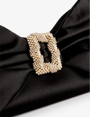 Shop Rodo Womens Black Cecilia Bow-shaped Satin Clutch Bag
