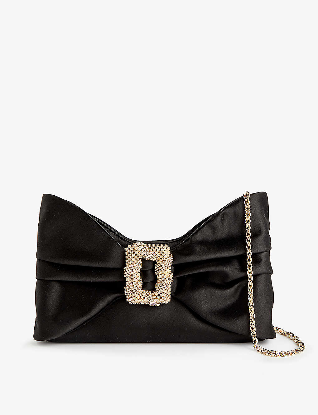 Rodo Womens Black Cecilia Bow-shaped Satin Clutch Bag