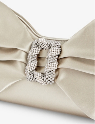 Shop Rodo Womens Grey Cecilia Bow-shaped Satin Clutch Bag