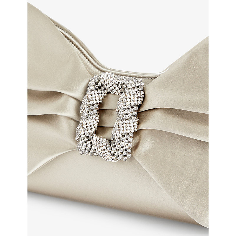 Shop Rodo Womens Grey Cecilia Bow-shaped Satin Clutch Bag