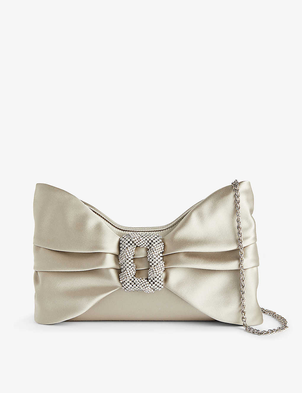 Rodo Womens Grey Cecilia Bow-shaped Satin Clutch Bag