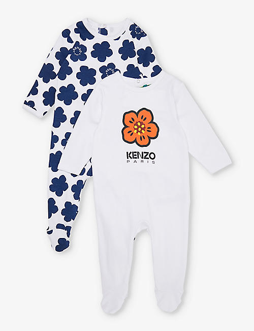 KENZO: Flower-print two-piece cotton-jersey set 3-6 months