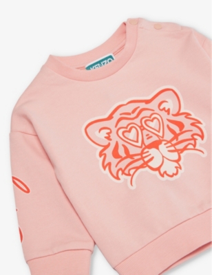 Shop Kenzo Nude Tiger Graphic-print Cotton-jersey Sweatshirt 1-4 Years