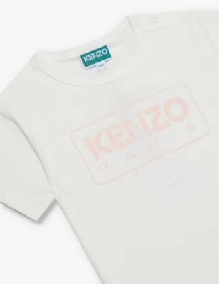 Shop Kenzo Logo-print Cotton-jersey T-shirt 18 Months-4 Years In Ivory
