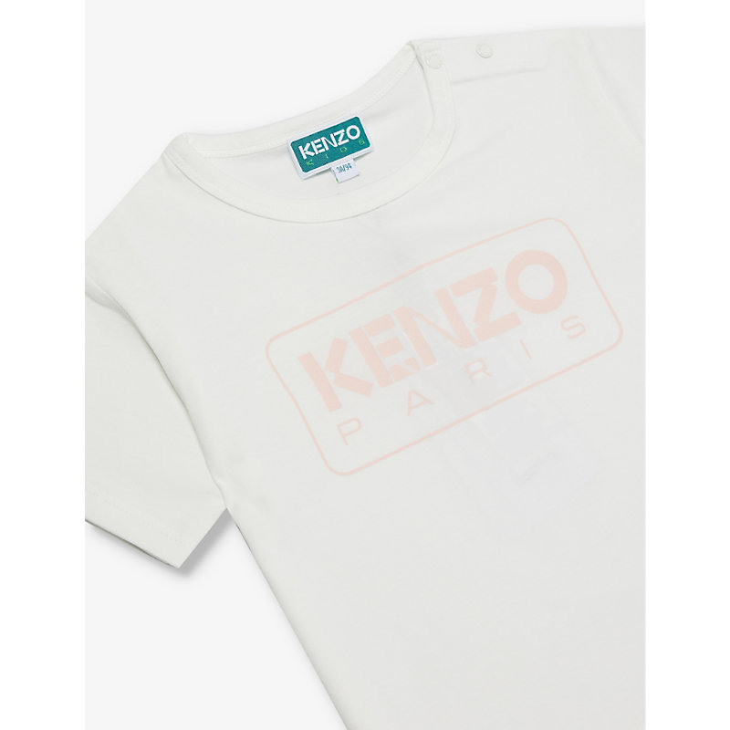 Shop Kenzo Logo-print Cotton-jersey T-shirt 18 Months-4 Years In Ivory