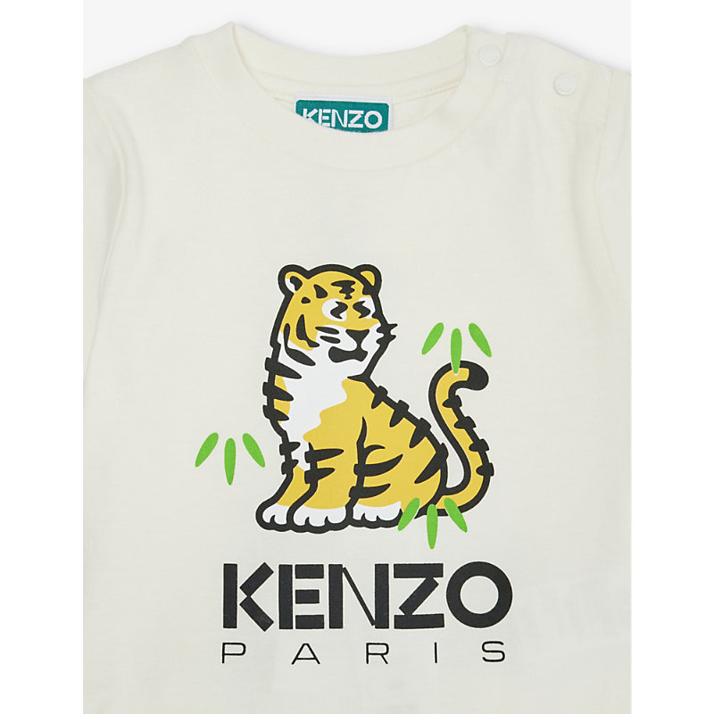 Shop Kenzo Bright Red Tiger-print Two-piece Cotton-jersey Set 12 Months-3 Years