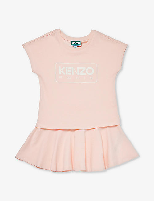 KENZO: Logo-print short-sleeve cotton-jersey dress 4-12 years