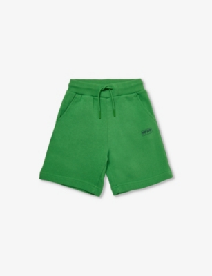 Shop Kenzo Boys Mint Green Kids Logo-print Cotton-jersey Shorts 4-12 Years