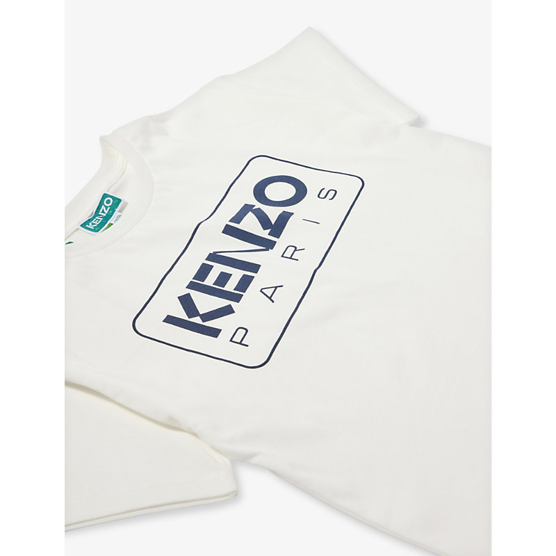 Shop Kenzo Logo Text-print Cotton-jersey T-shirt 4-14 Years In Ivory