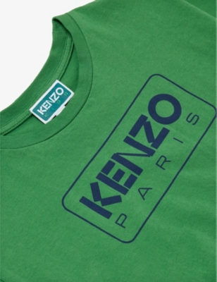 Shop Kenzo Boys Mint Green Kids Logo-print Cotton-jersey T-shirt 4-12 Years