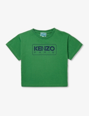 Kenzo Boys Mint Green Kids Logo-print Cotton-jersey T-shirt 4-12 Years