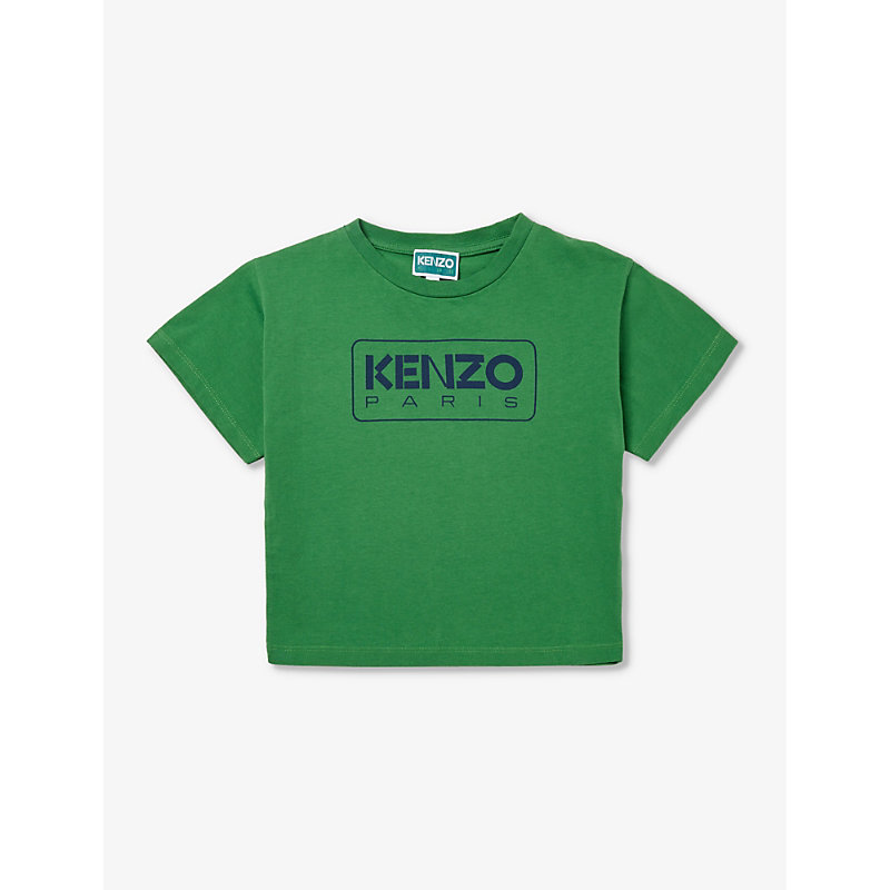 Kenzo Boys Mint Green Kids Logo-print Cotton-jersey T-shirt 4-12 Years
