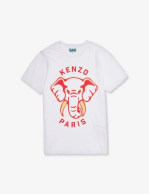 KENZO Elephant graphic print cotton jersey T shirt 14 years