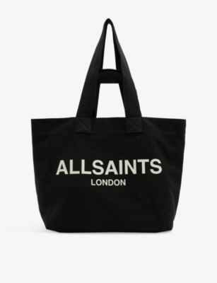 Shop Allsaints Womens Black Ali Canvas Tote Bag