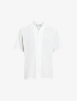 ALLSAINTS: Valley Ramskull-embroidered organic-cotton shirt