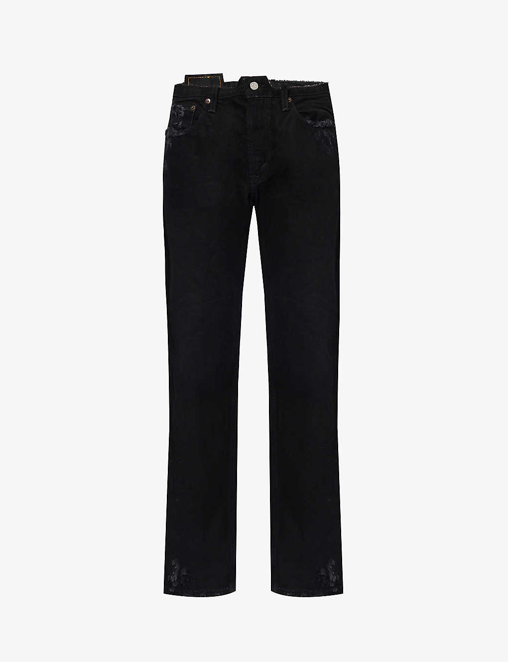 Jean Vintage Womens Black Straight-leg High-rise Denim Jeans