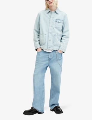 Shop Allsaints Mens Indigo Blue Lenny Branded-hardware Denim Jeans