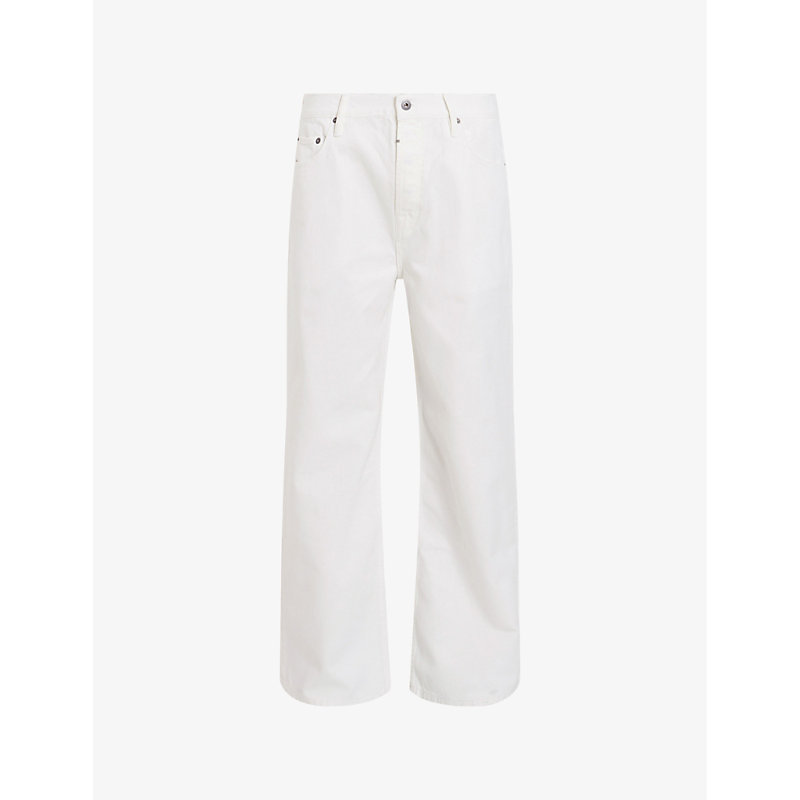 Allsaints Mens Off White Lenny Branded-hardware Denim Jeans