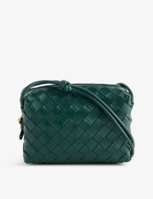 Bottega Veneta Womens Emerald Green-gold Loop Mini Leather Cross-body Bag