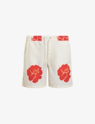 ALLSAINTS: Rose graphic-print relaxed-fit woven swim shorts