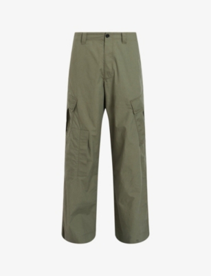 Shop Allsaints Men's Valley Green Verge Patch-pocket Organic-cotton Trousers