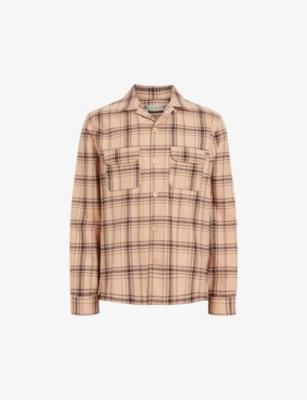 Shop Allsaints Wendel Relaxed-fit Checked Organic-cotton Shirt In Bramble Pink