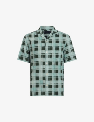 Allsaints Big Sur Checked Relaxed Fit Shirt In Shamrock Green