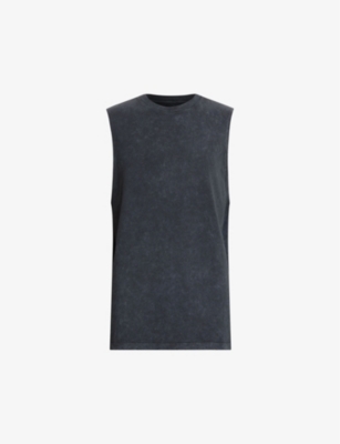 Allsaints Mens Washed Black Remi Sleeveless Cotton Top