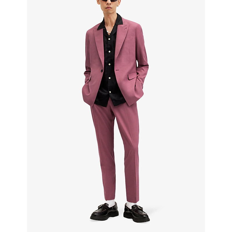 Shop Allsaints Men's Pink Aura Straight-leg Skinny-fit Stretch-woven Trousers