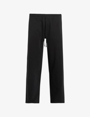 Shop Allsaints Men's Jet Black Chester Wide-leg Organic-cotton Sweatpants