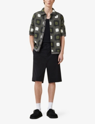 ALLSAINTS: Mandon flower-embroidered short-sleeve organic-cotton cardigan
