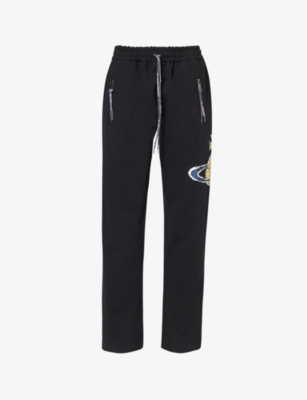 Vivienne Westwood Womens Black Time Machine Brand-print Cotton-jersey Jogging Bottoms